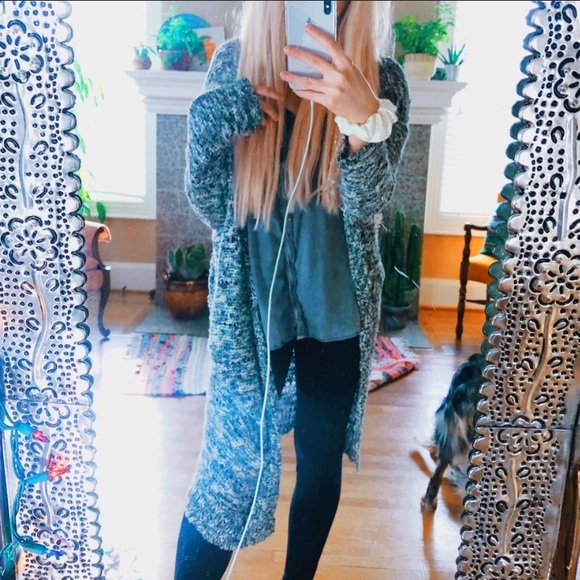 Hollister Black White Long Duster Cardigan Sweater - Picture 6 of 6